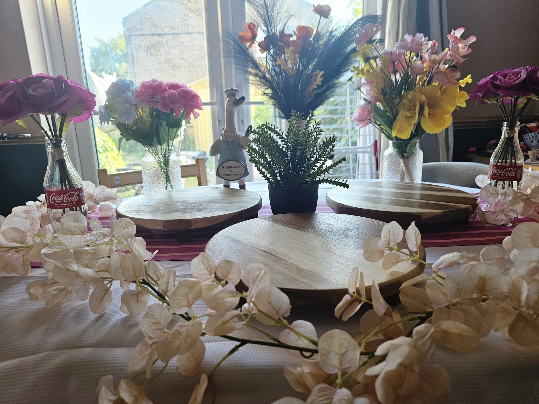 A colourful table setting prepared for a special occasion